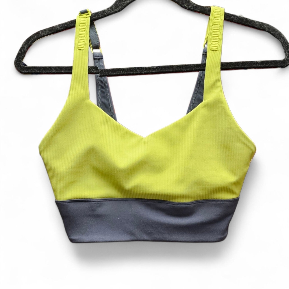 Zyia Active Neon Yellow and Gray Sports Bra size Small